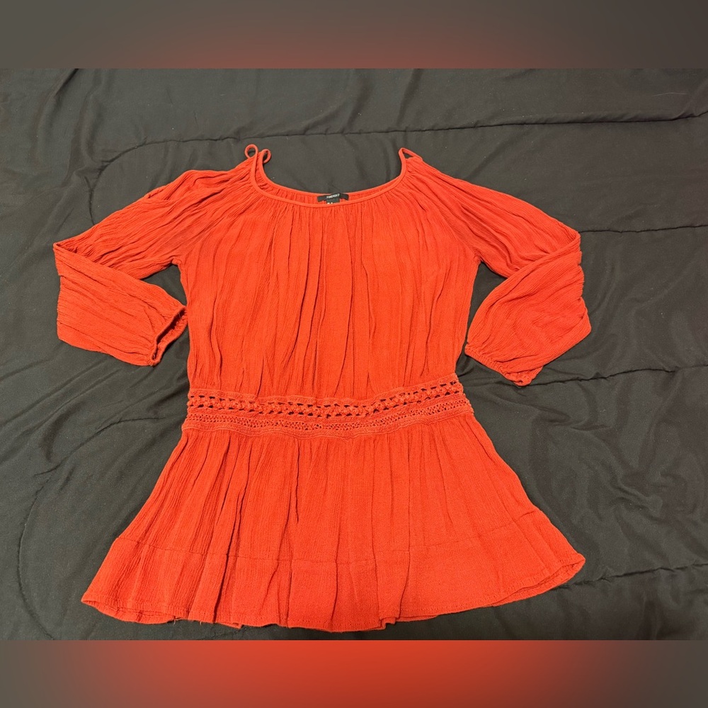 Women's Burnt Orange Open Off the Shoulder Blouse